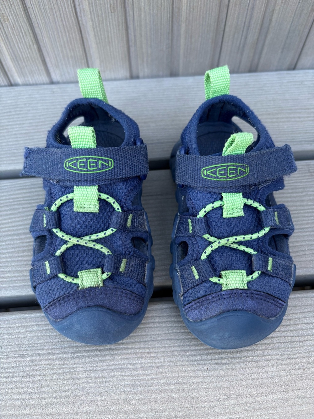 KEEN Hyperport H2 Toddler Water Sandals 6C Navy Blue Lime Green Hiking Shoes